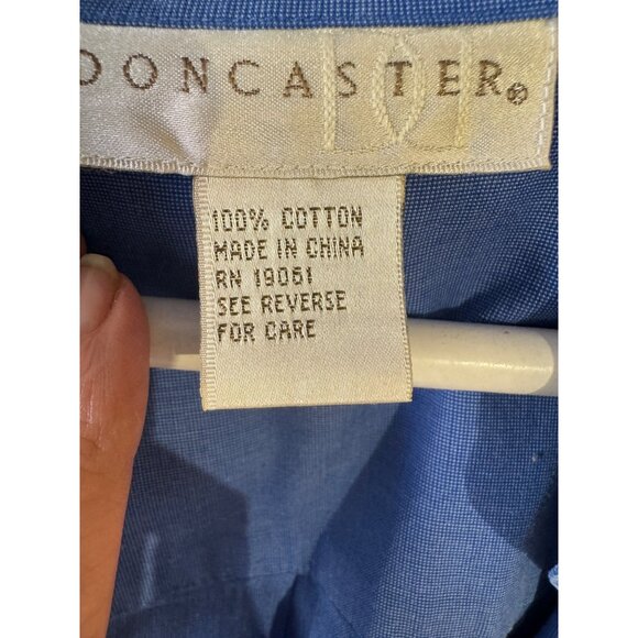 Doncaster Cobalt Blue Gold Button Dress Shirt 100% Cotton Workwear Quiet Luxury - Picture 5 of 10